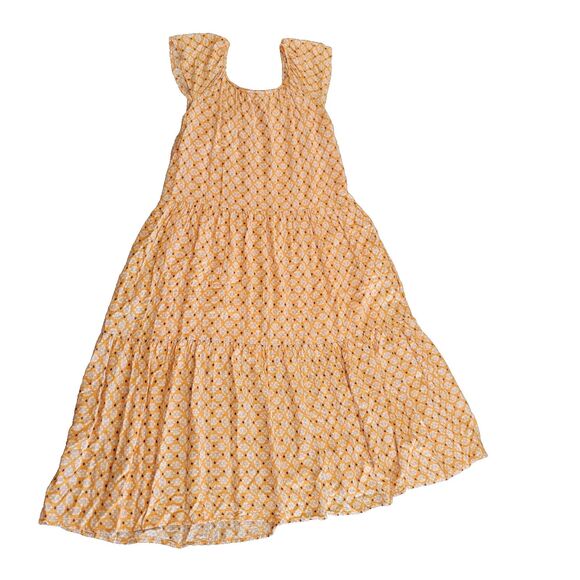 Knox Rose Dresses & Skirts - Women's Tiered Maxi Dress w/Pockets SZ L Peasant Boho Orange Blue Diamond